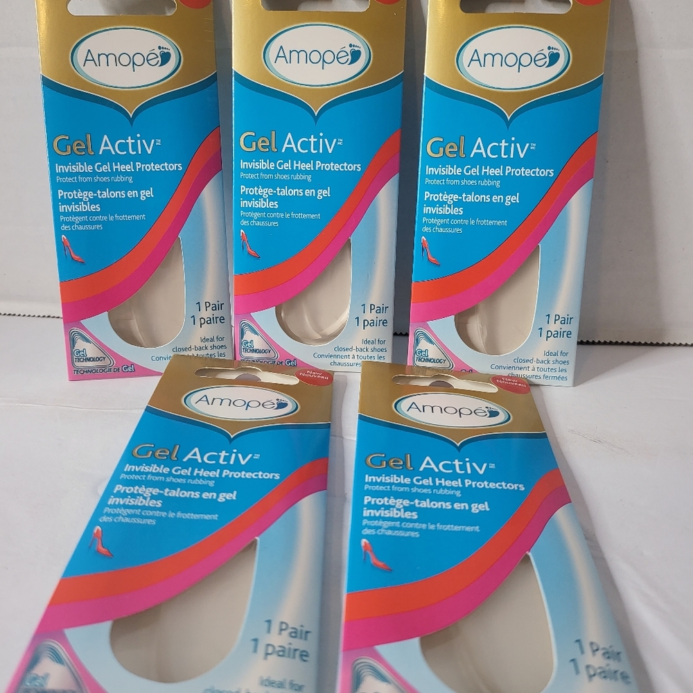 Lot of 5 Amope Gel Activ Invisible Gel Heel Protectors Insoles For Women
